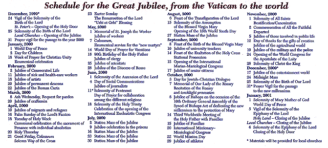 The Great Jubilee Year 2000 Calendar